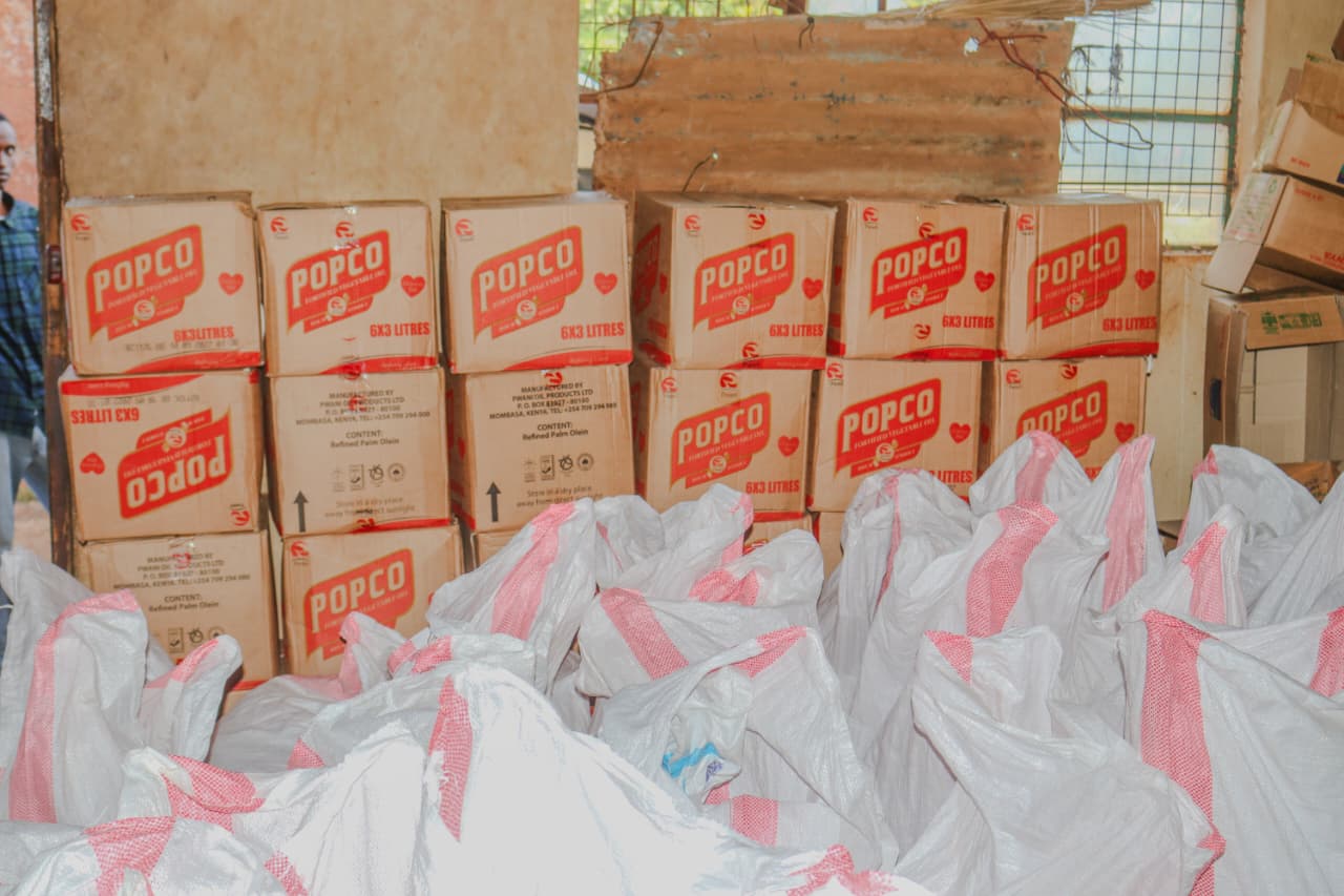 Volunteers packaging food supplies
